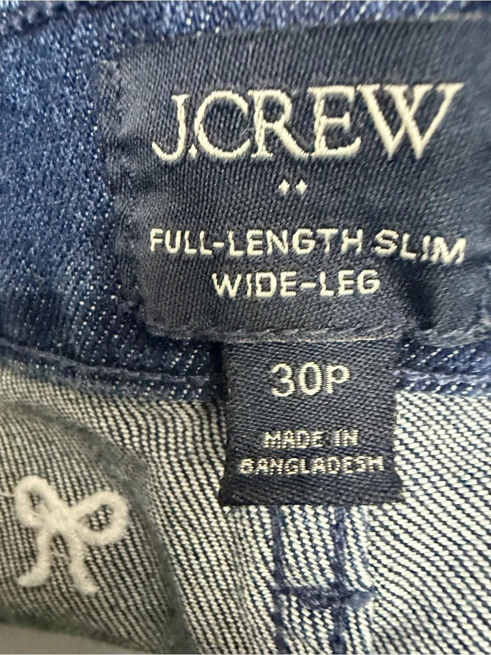 J Crew Slim Wide Leg Jeans Womens 30 Blue Denim Bow Embroidered Cotton